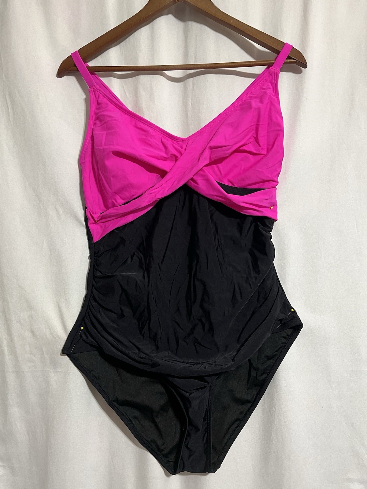 B2prity Women’s XL 1Pc Tummy Control Pink/Black Bathing Suit JJ-948