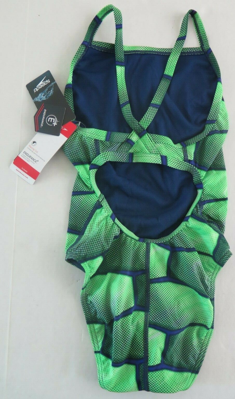 Speedo 7719002 421 Women’s Size 28 Blue/Green Shell Shock Flyback 1-Pc Swimwear