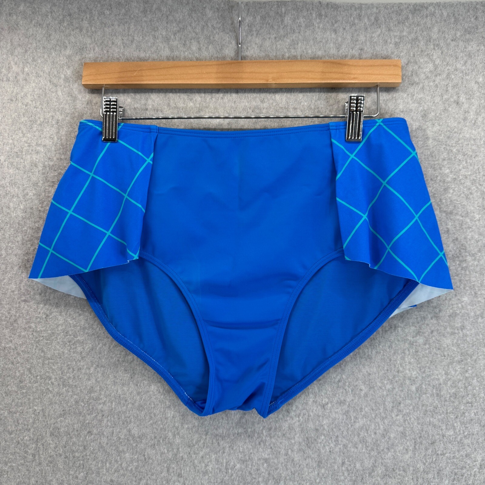 Spanx Swim Skirted Bikini Bottom High Waist Tummy Control Blue Womens Size 12
