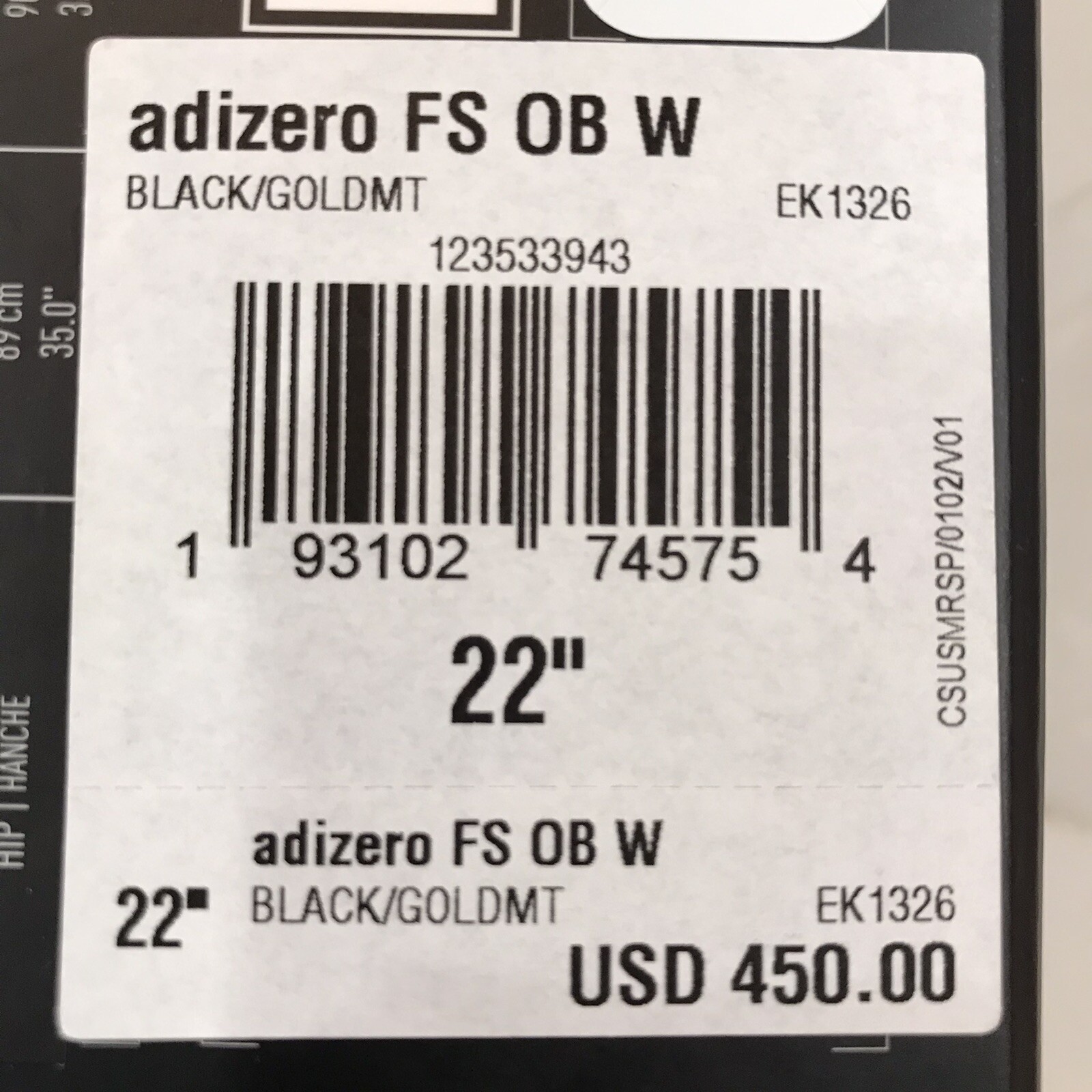 NEW Adidas Adizero XX Open-Back Swimsuit – Black/Gold Lining – 22” (EK1326) $450