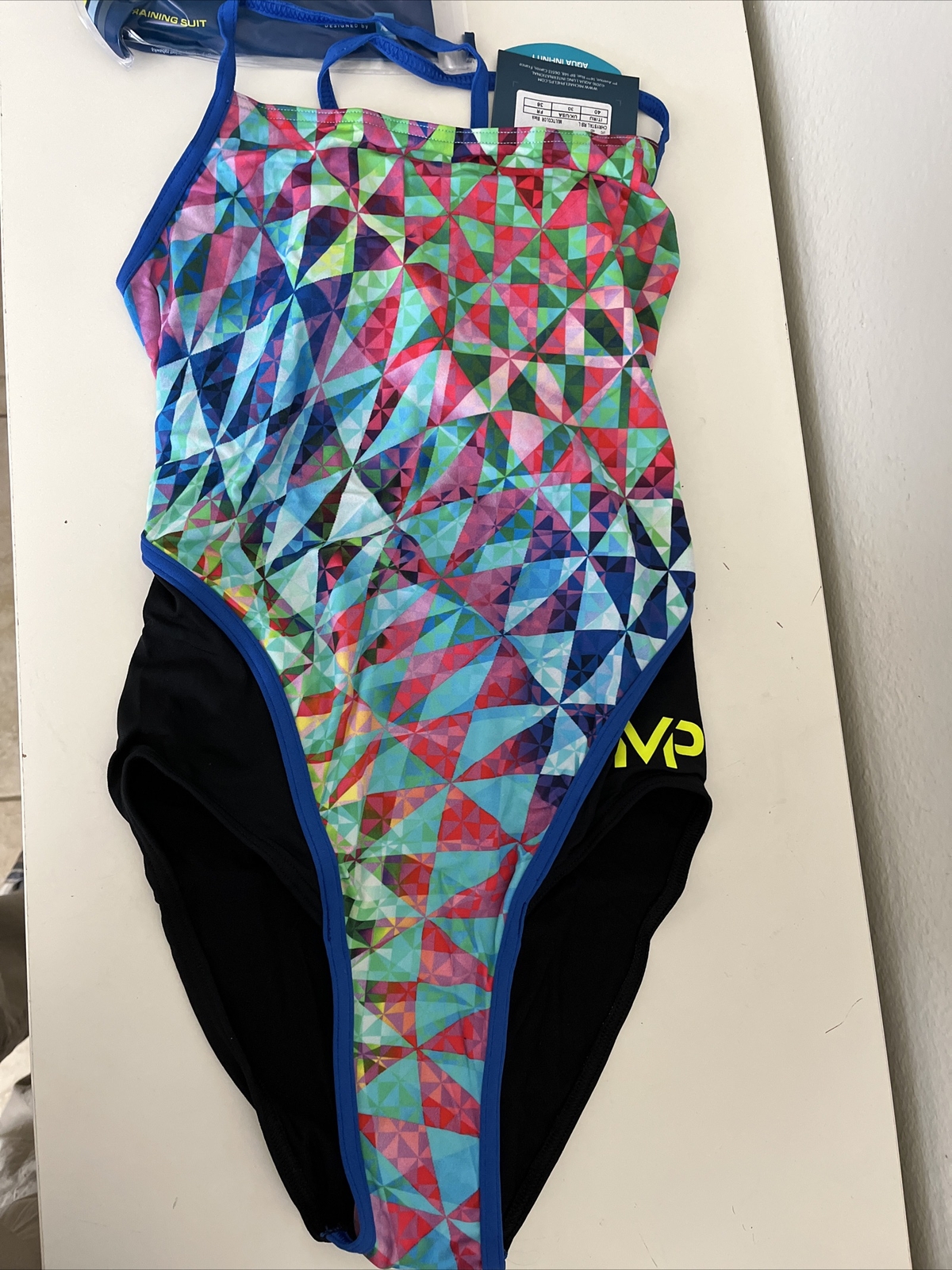 Size 24 Michael Phelps Racing Swim Suit Aqua Infinity Tech! Women Chrystal READ!