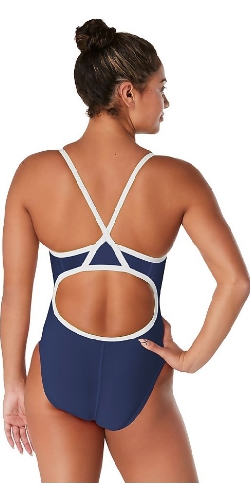 Women’s Solid Flyback Training One Piece Blue/Navy Swimsuit NWT Size 30