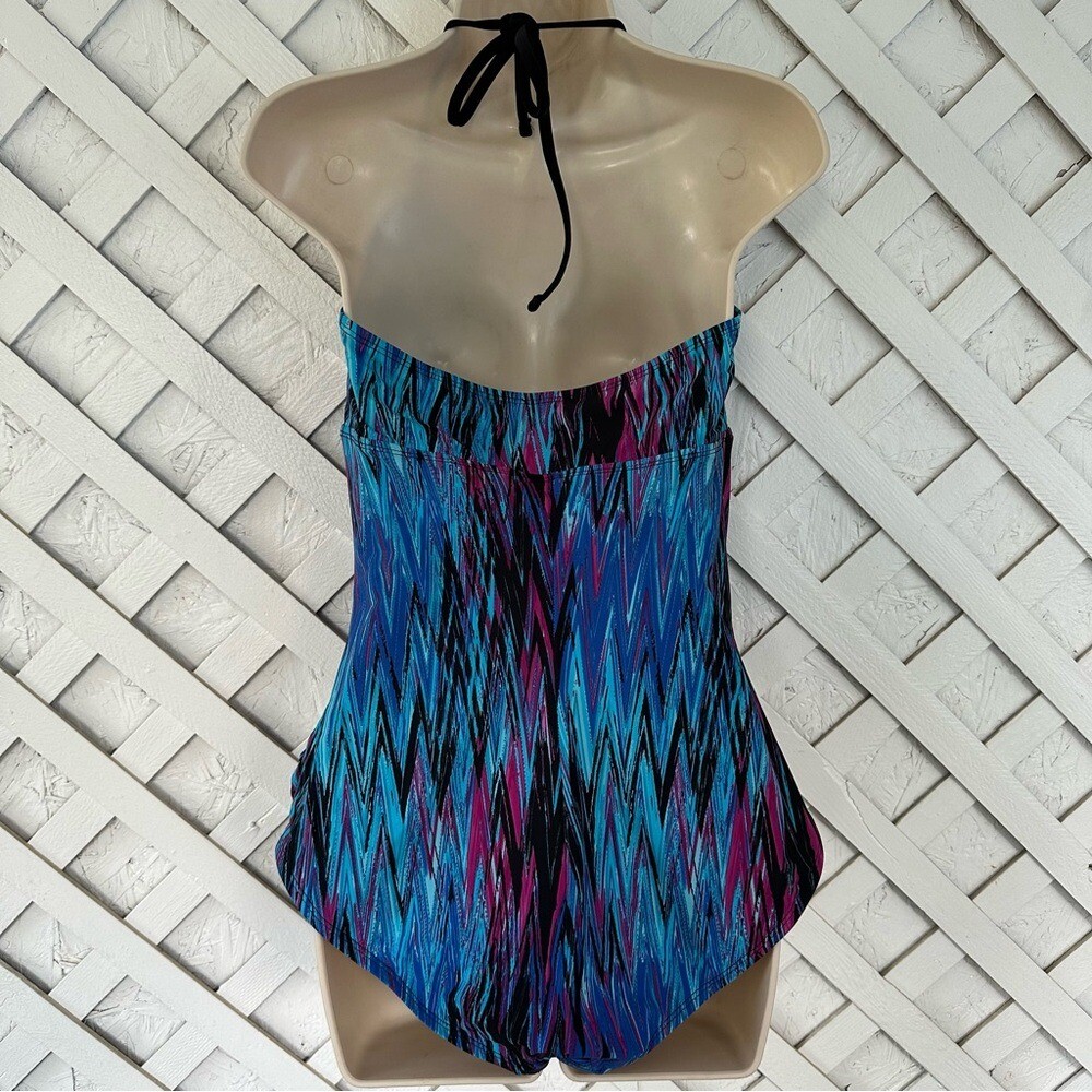 Spanx Wavelength Slimming Bandeau One Piece Swimsuit Strapless/Halter Sz16