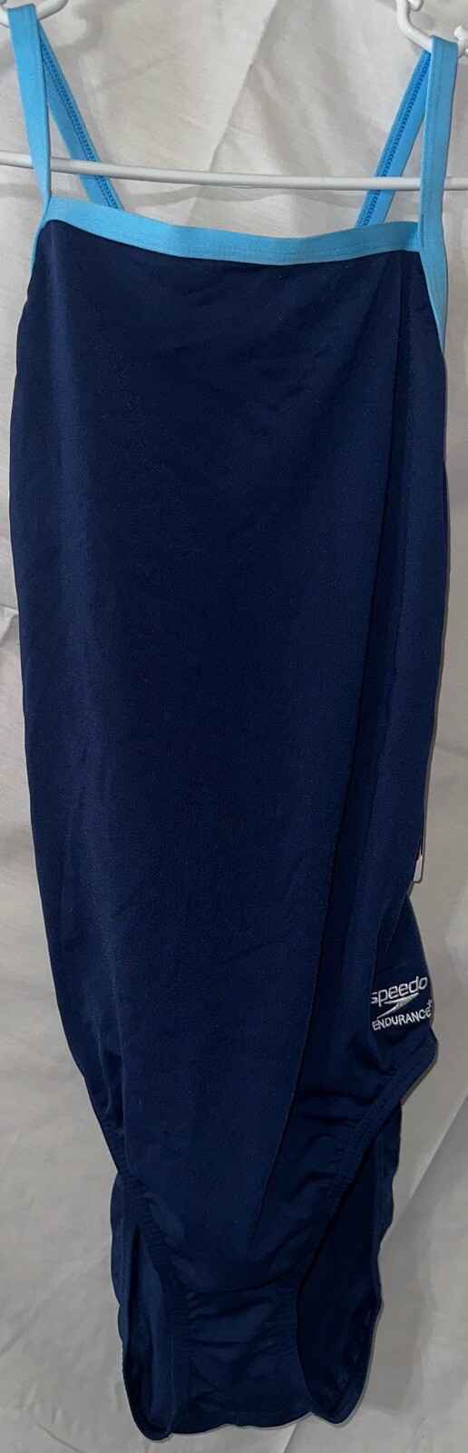 Women’s Solid Flyback Training One Piece Blue/Navy Swimsuit, Size 34