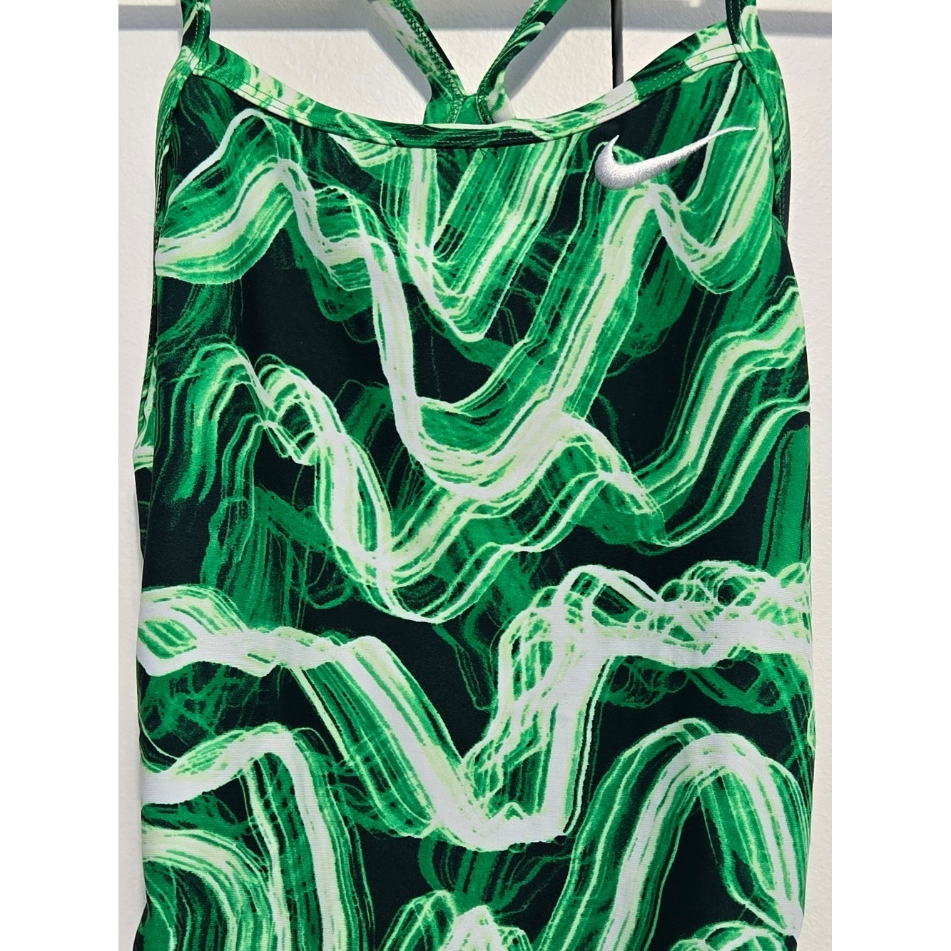 Nike One Piece Swimsuit Womens Size 6 Green Abstract Print Racerback