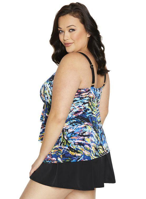Longitude Plus Size Wild Coral Ruffle Faux Skirtini