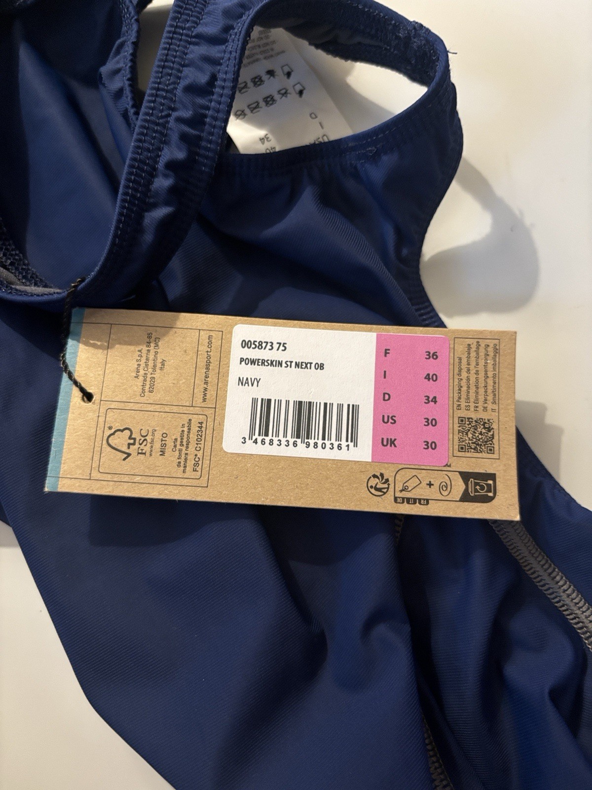 Arena Powerskin ST NextOpen Back Tech Suit in Navy Size 30
