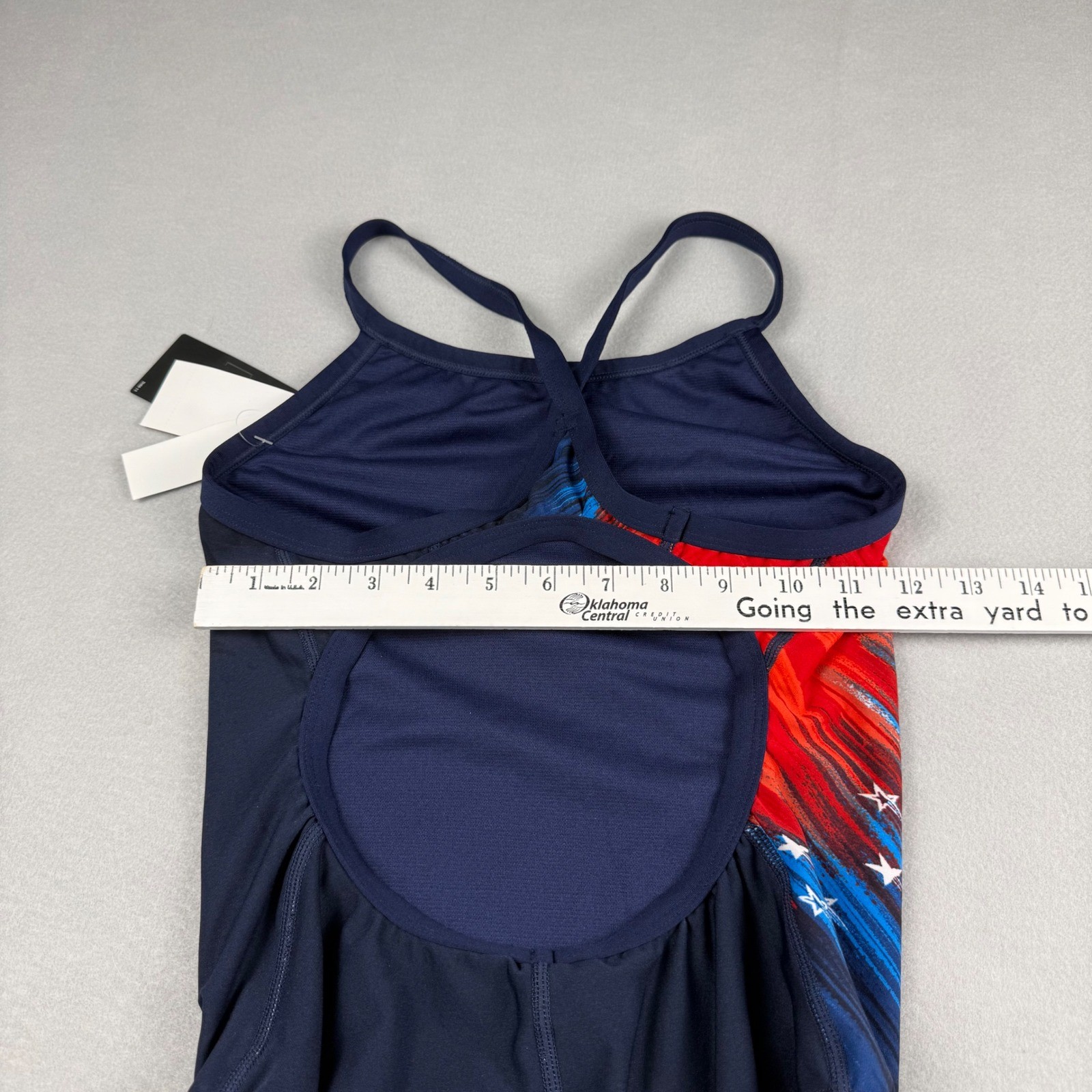 TYR Womens M 34 One Piece Swimsuit Navy Red White USA Durafast Elite NWT
