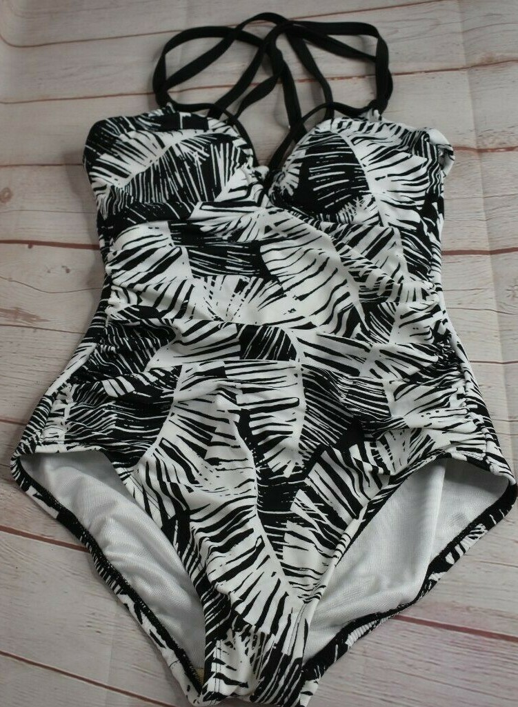 Coastal Blue Women’s Control One Piece Swimsuit Polished Palm Size Small NWOT