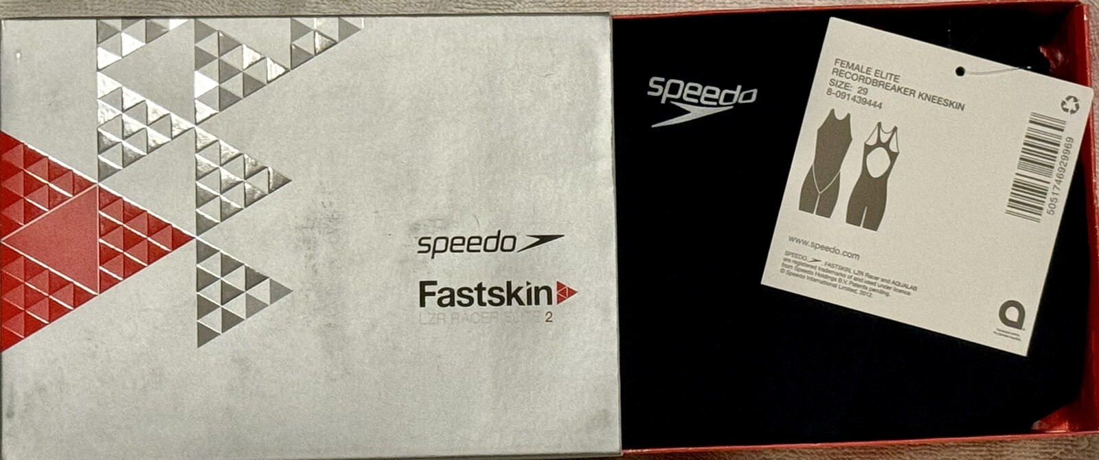 Women’s Speedo LZR Elite 2 Size 29 Kneeskin Open Back-Navy/Red–No Comfort Strap