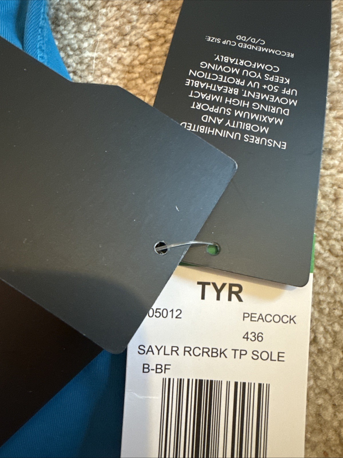 TYR Saylr Raceback Bikini Top Blue with Padding