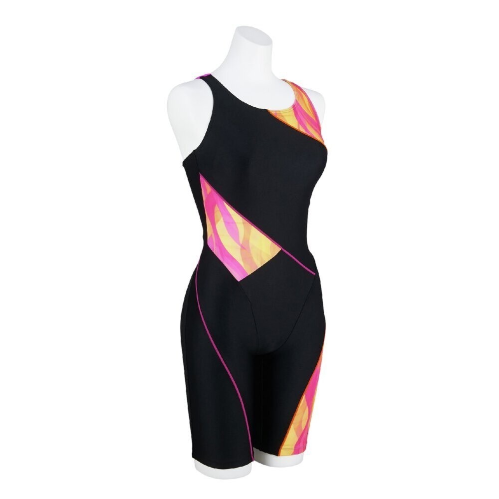 Mizuno Women’s Swim Fitness All-in-One Swimsuit Back Strap Color Cocktail BK/CS