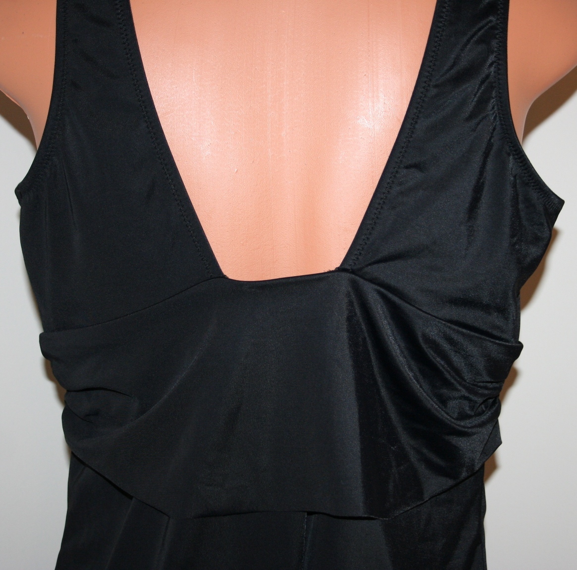 lands end PLUS SIZE ONE PIECE 1PC SWIMSUIT BATHING SUIT v neck top BLACK 22W 22