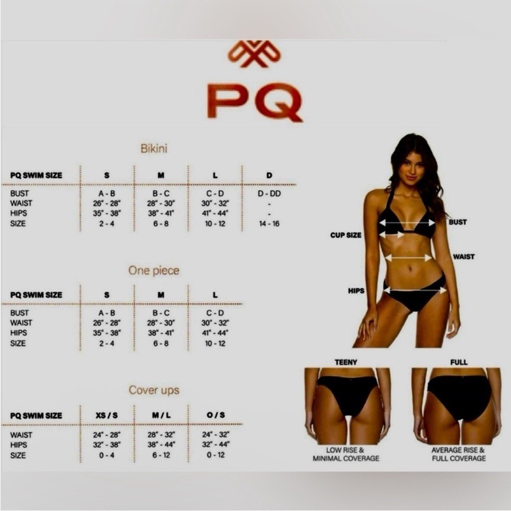 New PQ Swim VIR Tube Bandeau Top and Full Ruched Bottoms Size M