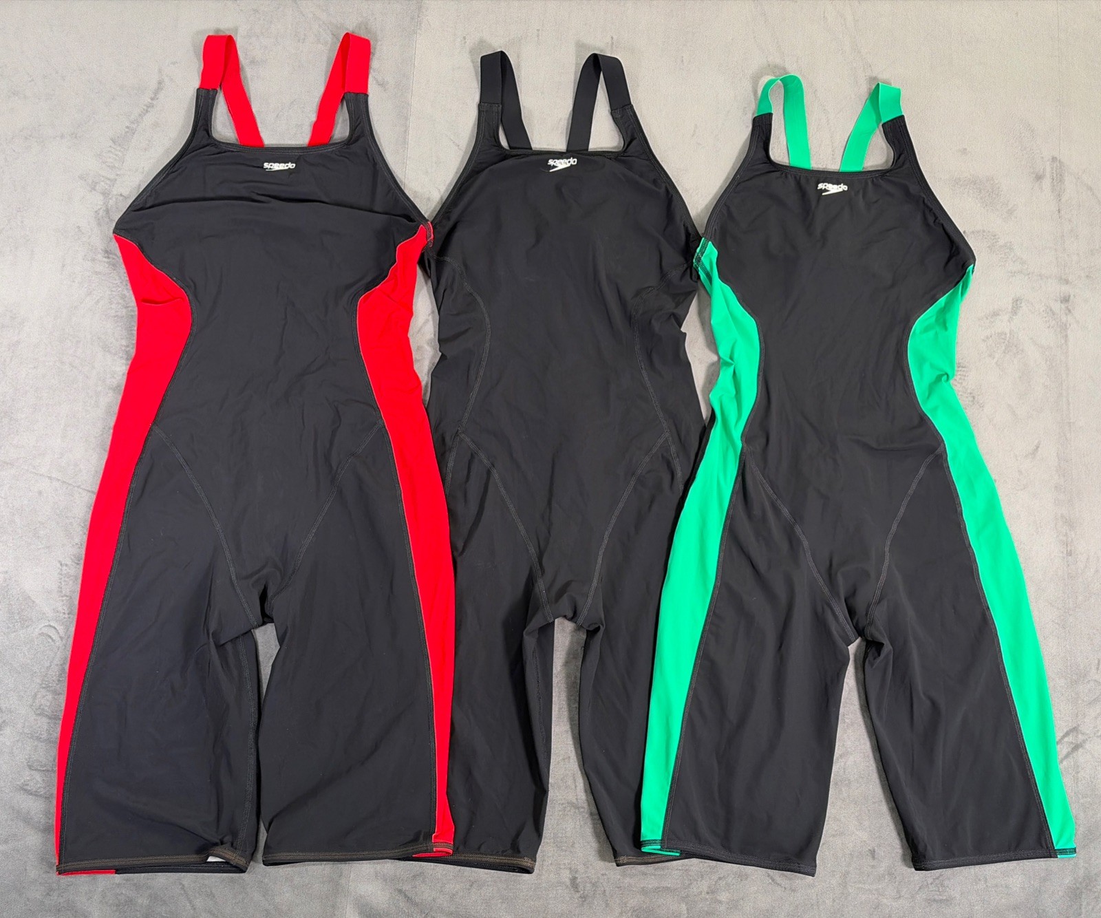 3) Speedo Fastskin LZR Pure Intent Open Back Kneeskin Tech Suit Size 10/36 Chrty