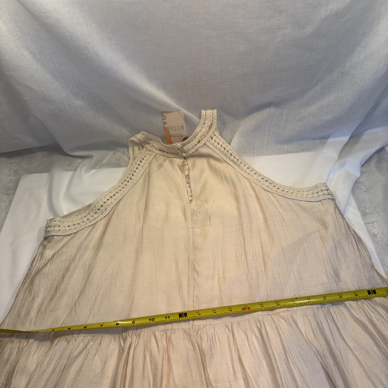 BTFBM Summer Halter Beige/Apricot Hollow Out Sleeveless W/pockets Sz XL (16/18)
