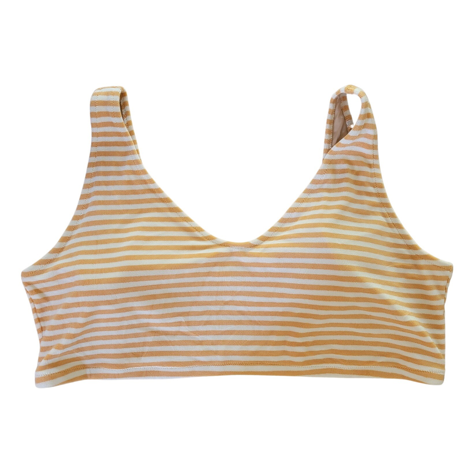 Old Navy Orange & Cream Striped Swim Top Beach Vacation V-Neck 4X Soft Material