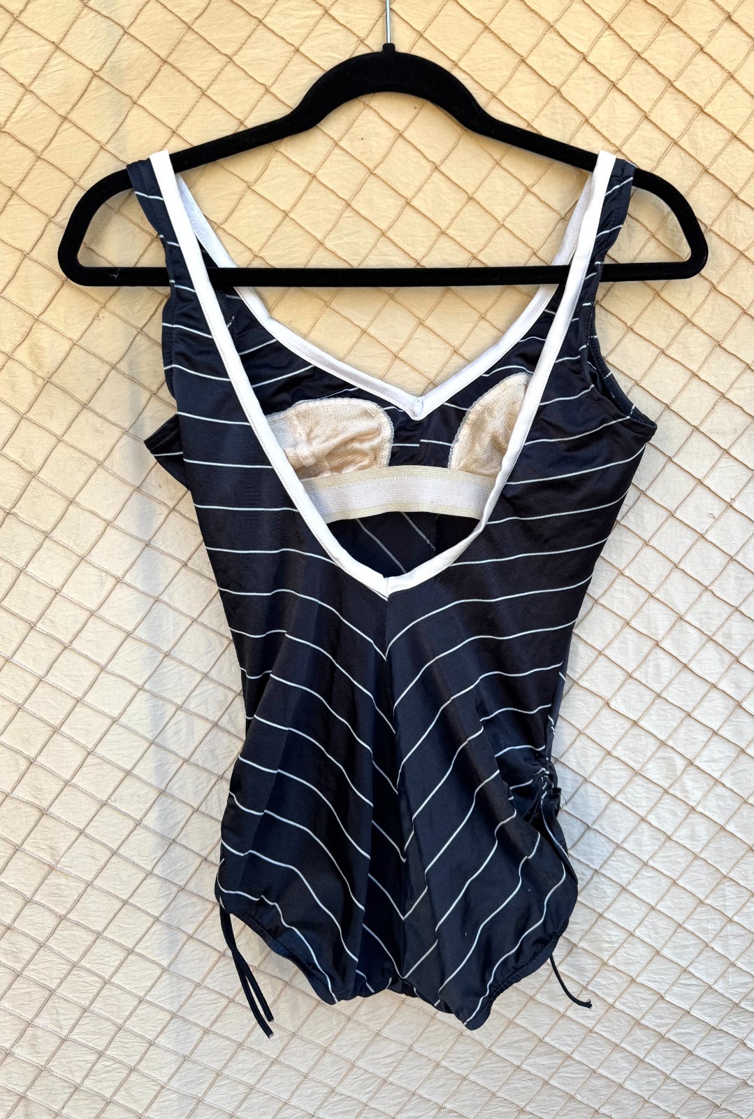 Robby Len Women’s Size 12 Black/White Stripe Once Piece Swimsuit