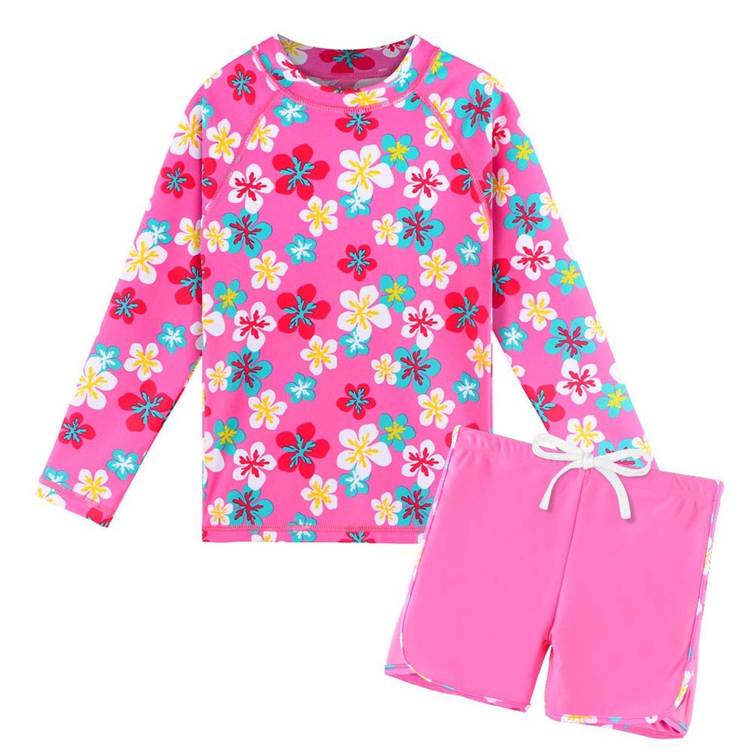 TFJH E Girls Long Sleeve Swimsuits Rashguard Sets Sunsuits UV 50+ Two Piece 3…