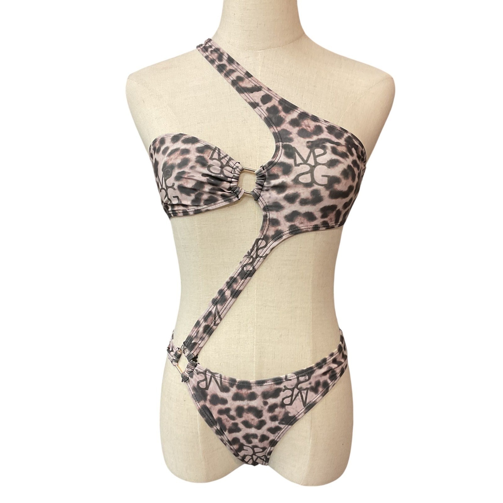 Missguided Women’s Leopard Printed One Shoulder One Piece Swimwear Size S NWT