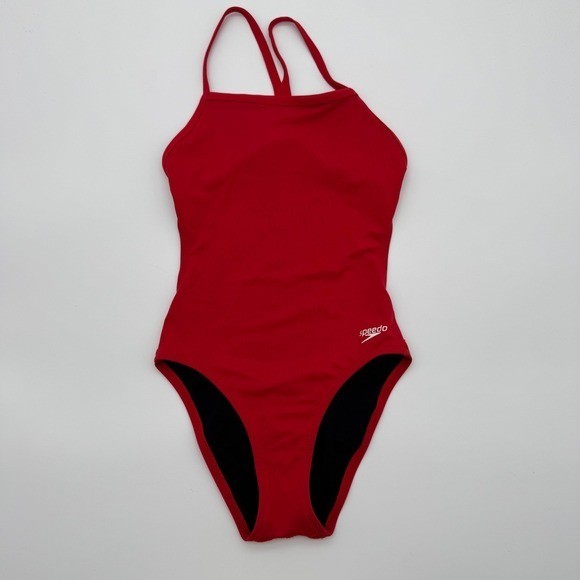 Speedo Endurance Lite Red One Piece Swimsuit Cross Back Competitive Swim Size 28