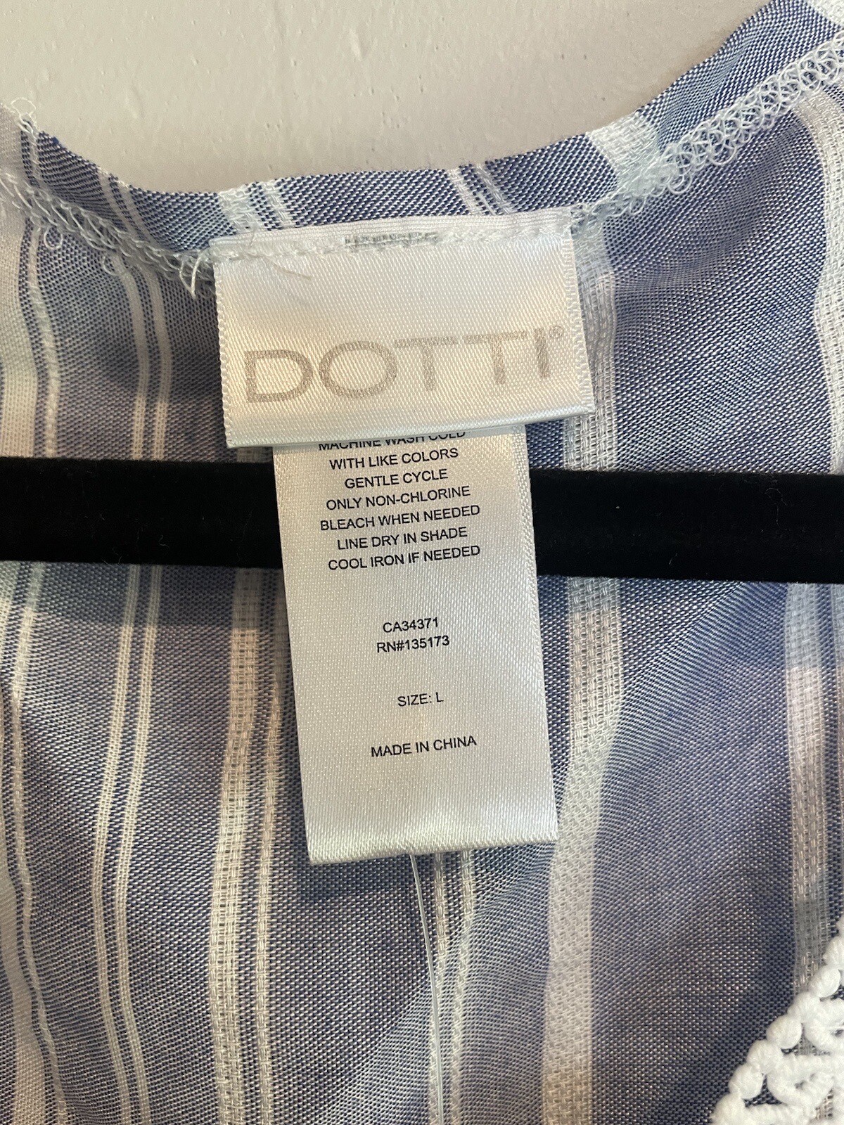 NWT Dotti Denim Blue Striped Poncho Tassel Swimsuit Cover Up Women’s Size Large