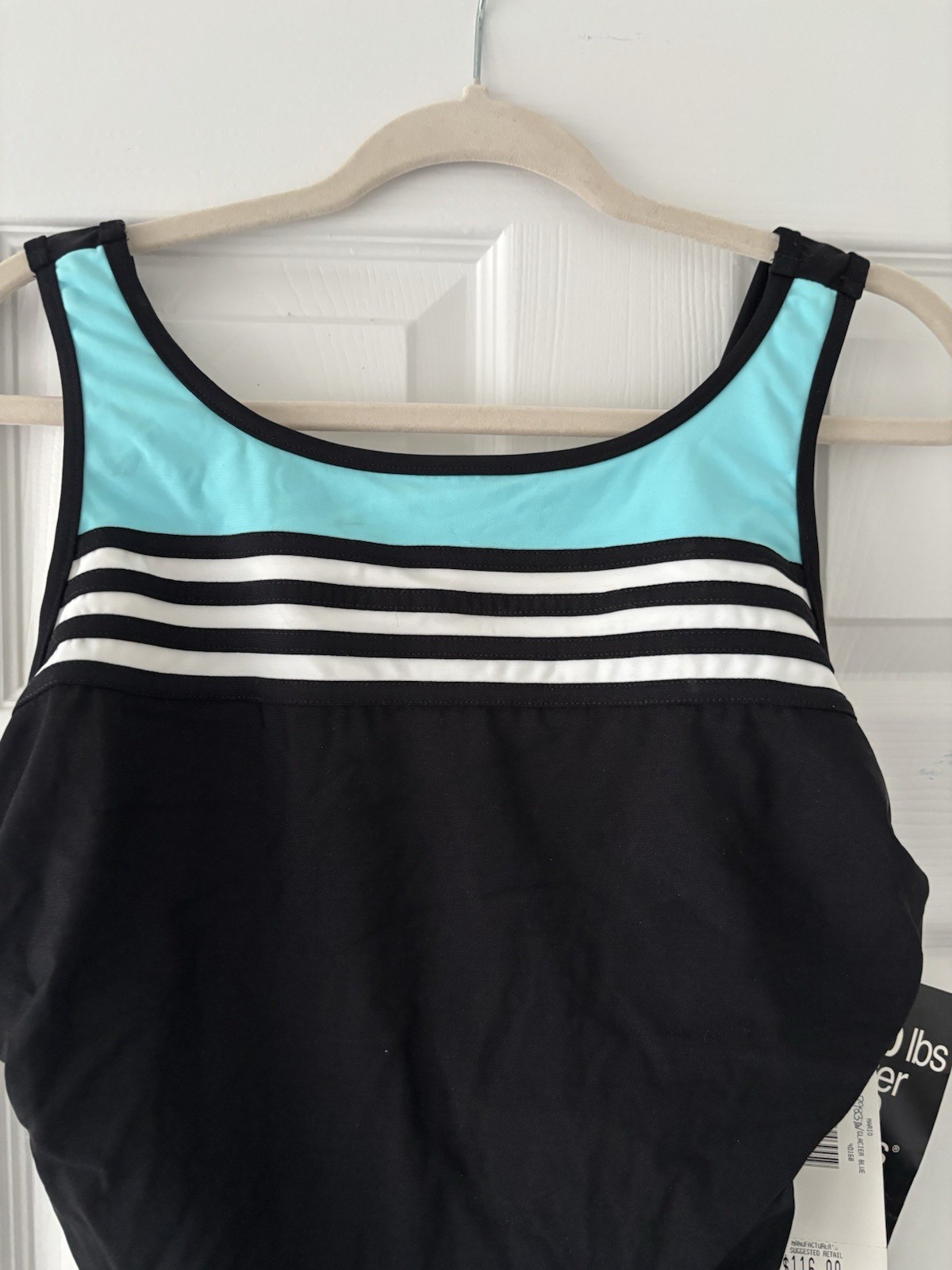 NEW!Women’s 18W MIRACLESUIT Bathing Suit by Swim Shaper Black/Aqua/White Has Tag