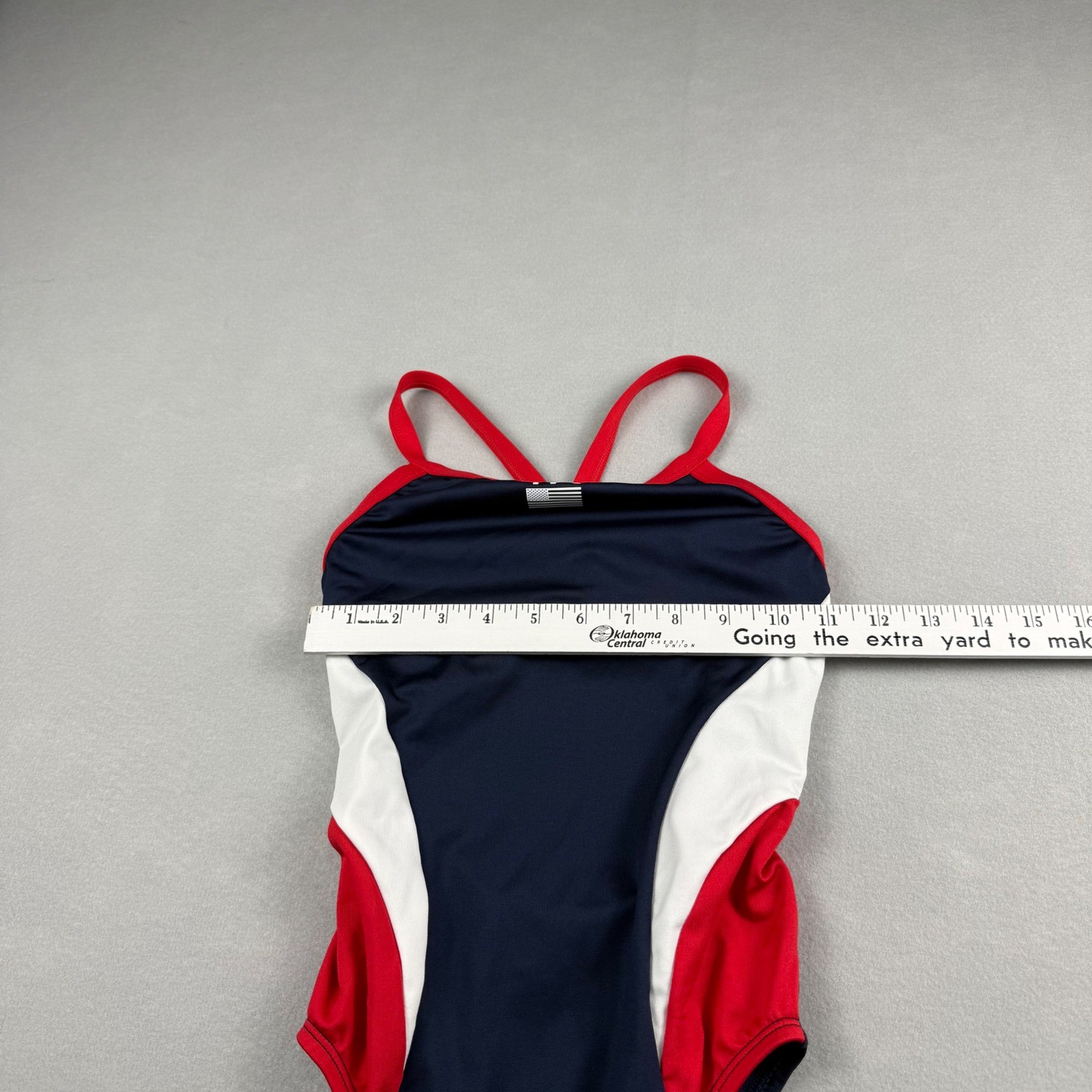 TYR Womens 30 S One Piece Swimsuit Navy Red White USA Durafast Elite Performance