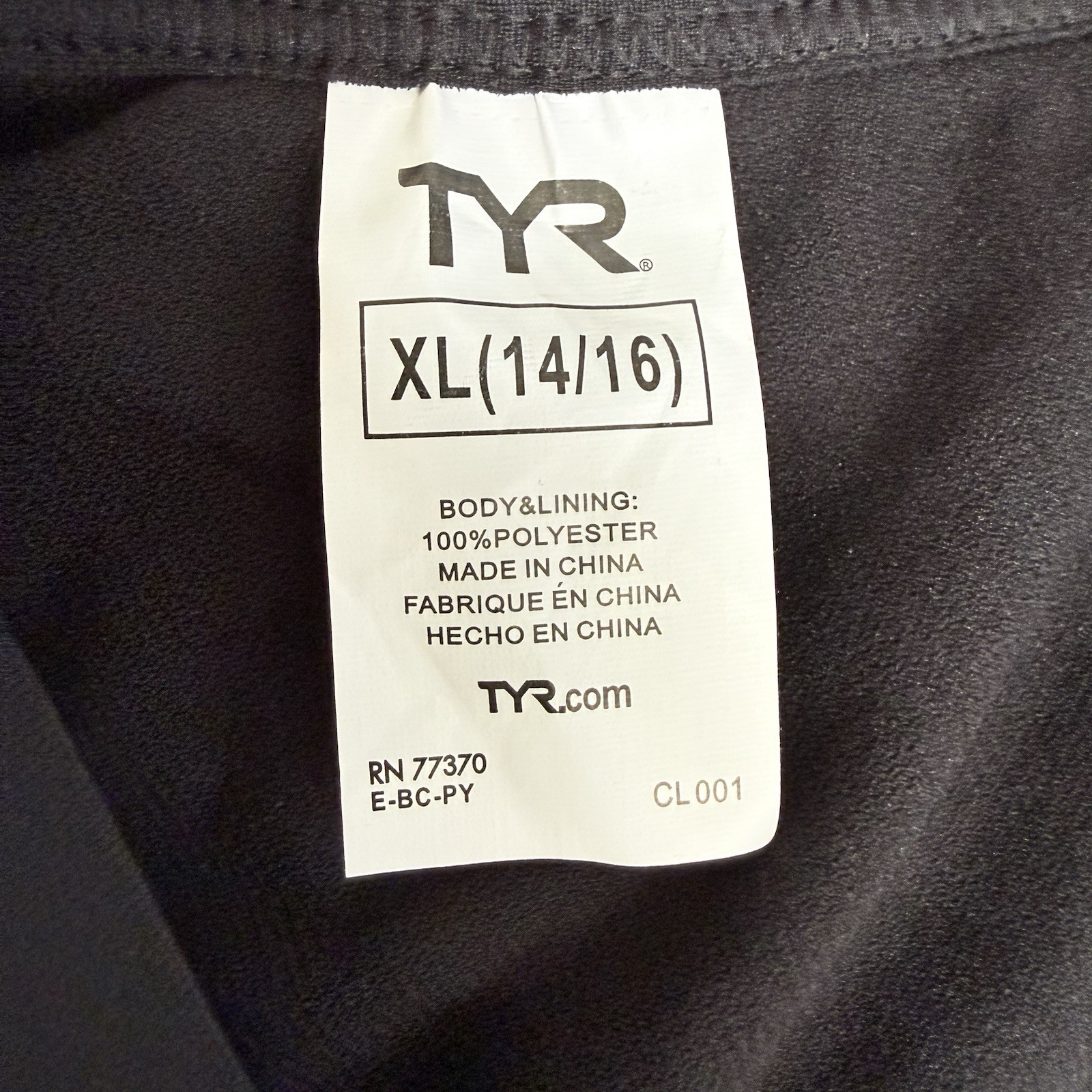 TYR Durafast D-Fit Black Sports Bra Swim Top XL 14/16 NWT