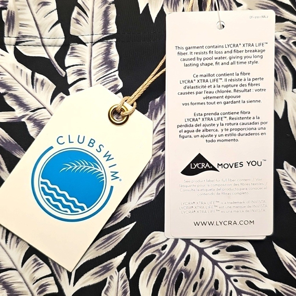 NWT Clubswim Caribbean Palms Black & White Womens 2-piece Swim Suit 20W & 22W