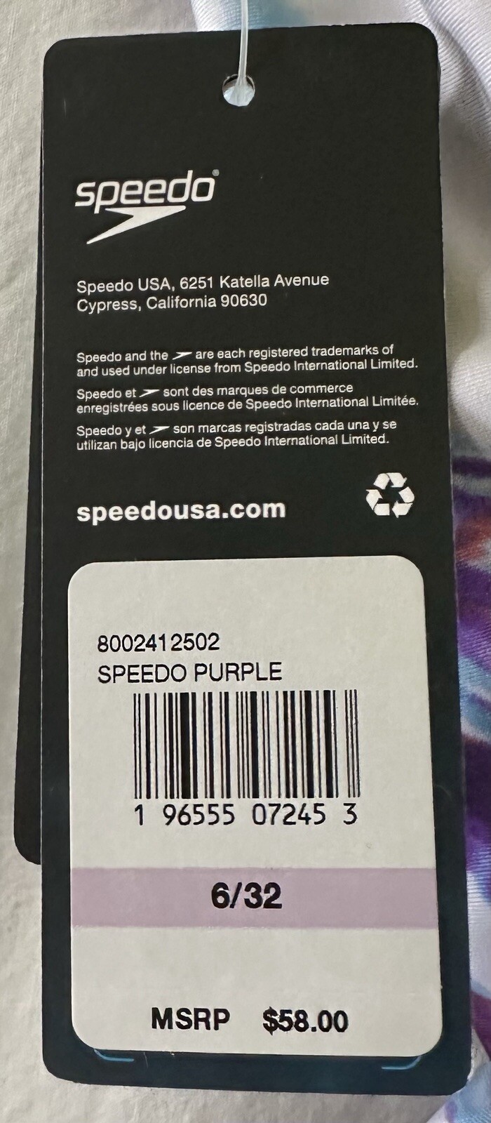Speedo Women’s Cyclone Swirl Crossback Swimsuit, Purple, Size 6/32