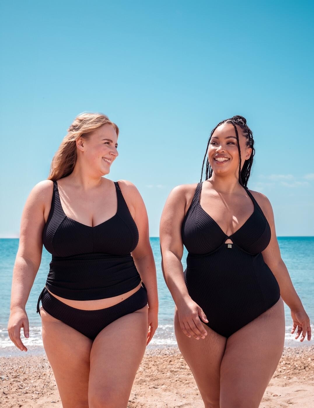Curvy Kate Jet Set Swimsuit Plunge Wired Ribbed Swimwear Swimming Costume