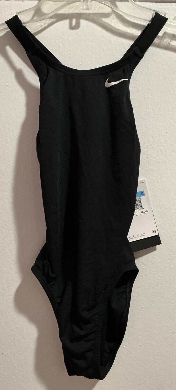 Nike Swim Women’s Solid Racerback One Piece Black Sz 26 NWT