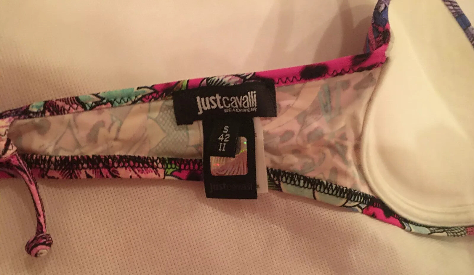 NWOT Roberto Cavalli Bright Tropical Pink Floral Bikini IT 42, S IT 2