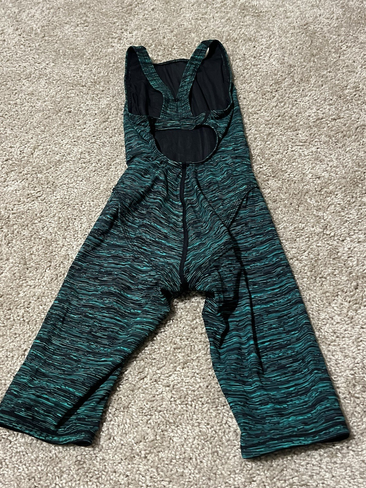 TYR Avictor Tech Suit Womens 24 Kneeskin Black Green Racing Swimsuit Fair Used