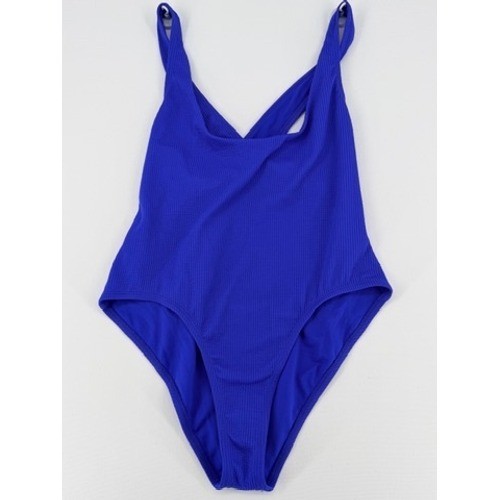 Nike Ribbed Cross Back One Piece Swimsuit Blue XL NWOT