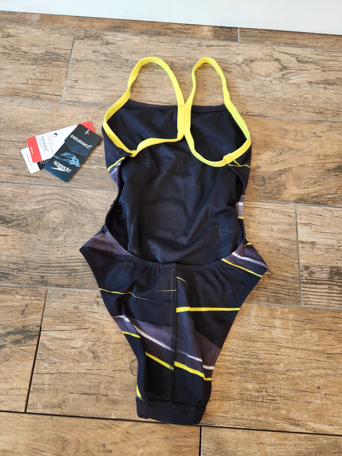 Speedo Women’s Endurance + Infinite Pulse One Back Swimsuit Yellow/black NWT 24