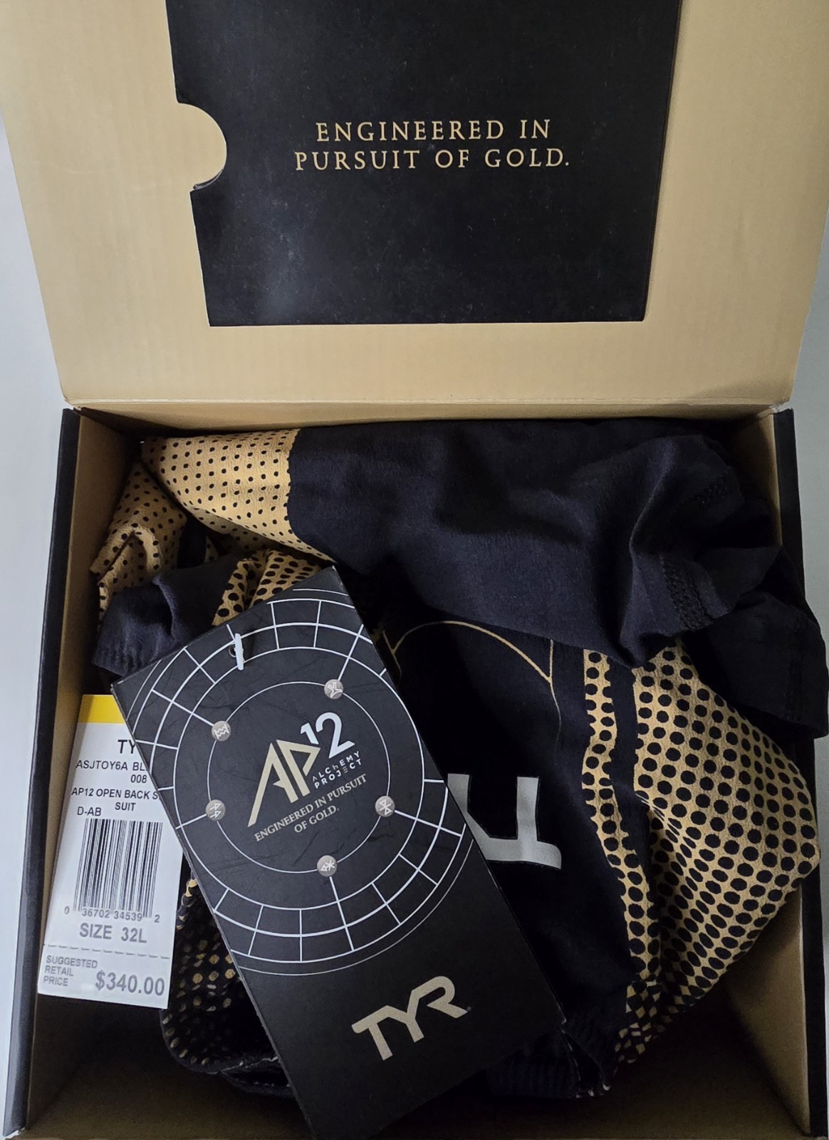 TYR AP12 Alchemy Project Speed Suit Open Back ASJTOY6A Black/Gold Size 32L