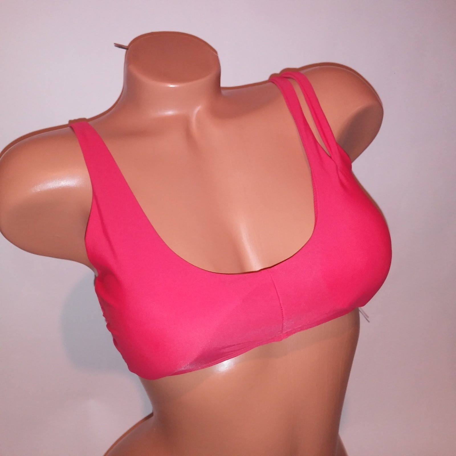 Aerie Swim Bikini Top Large Red Solid Padded Wireless New