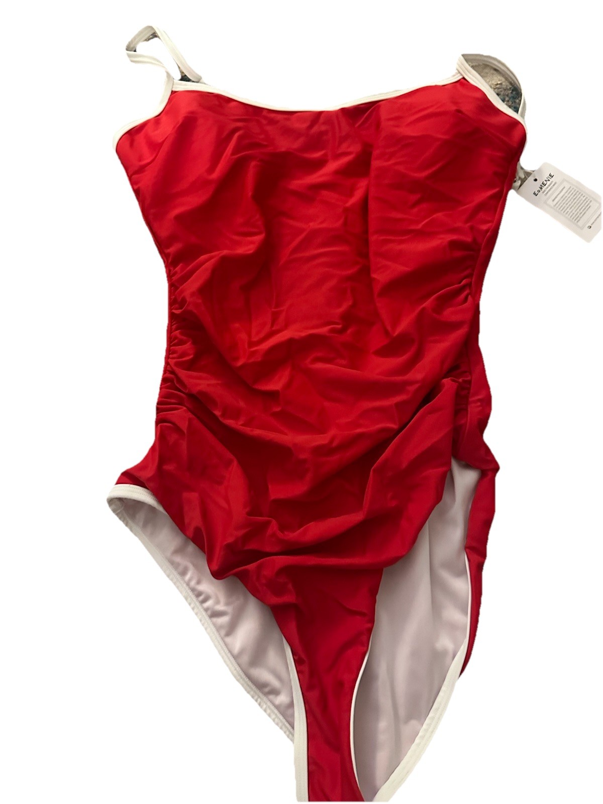 EoMENIE Women’s One Piece Sport Swimsuit Red White M for Swimming
