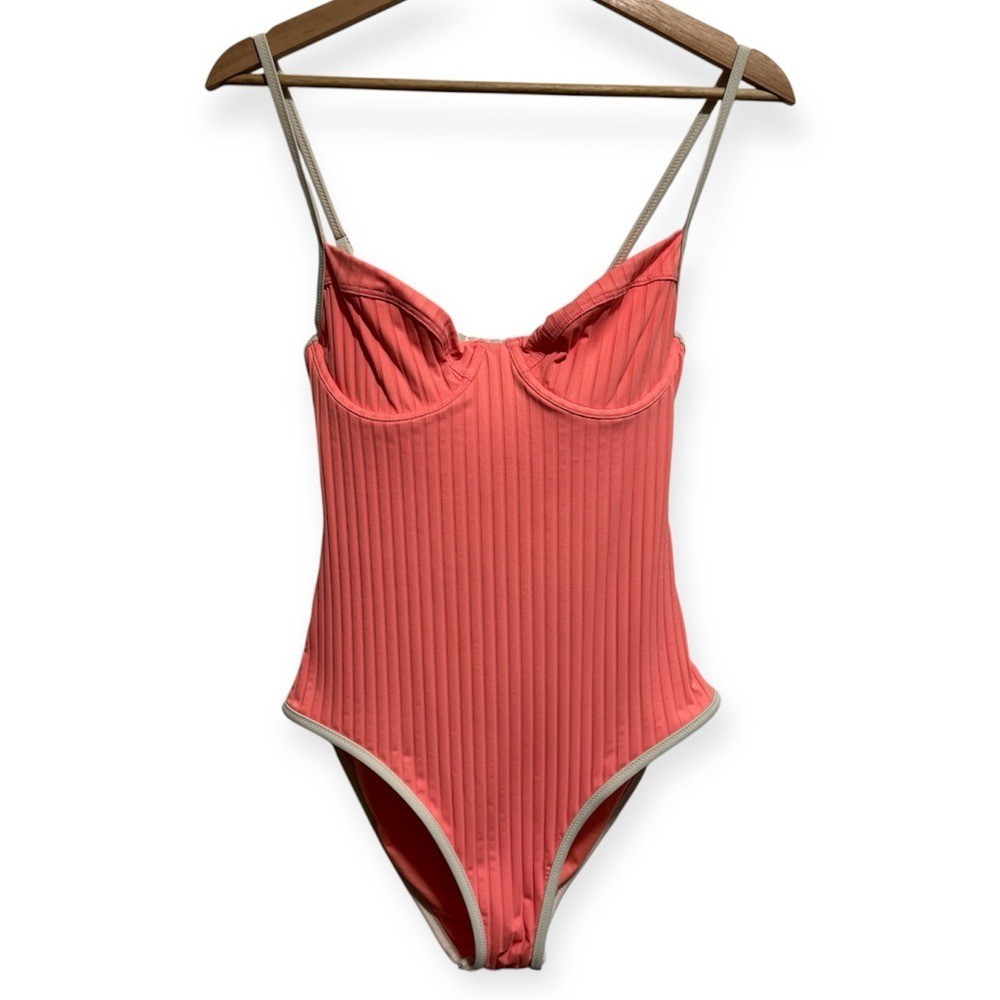 Aerie Real Good Wide Rib Underwire Full Coverage One Piece Swimsuit Medium Beach