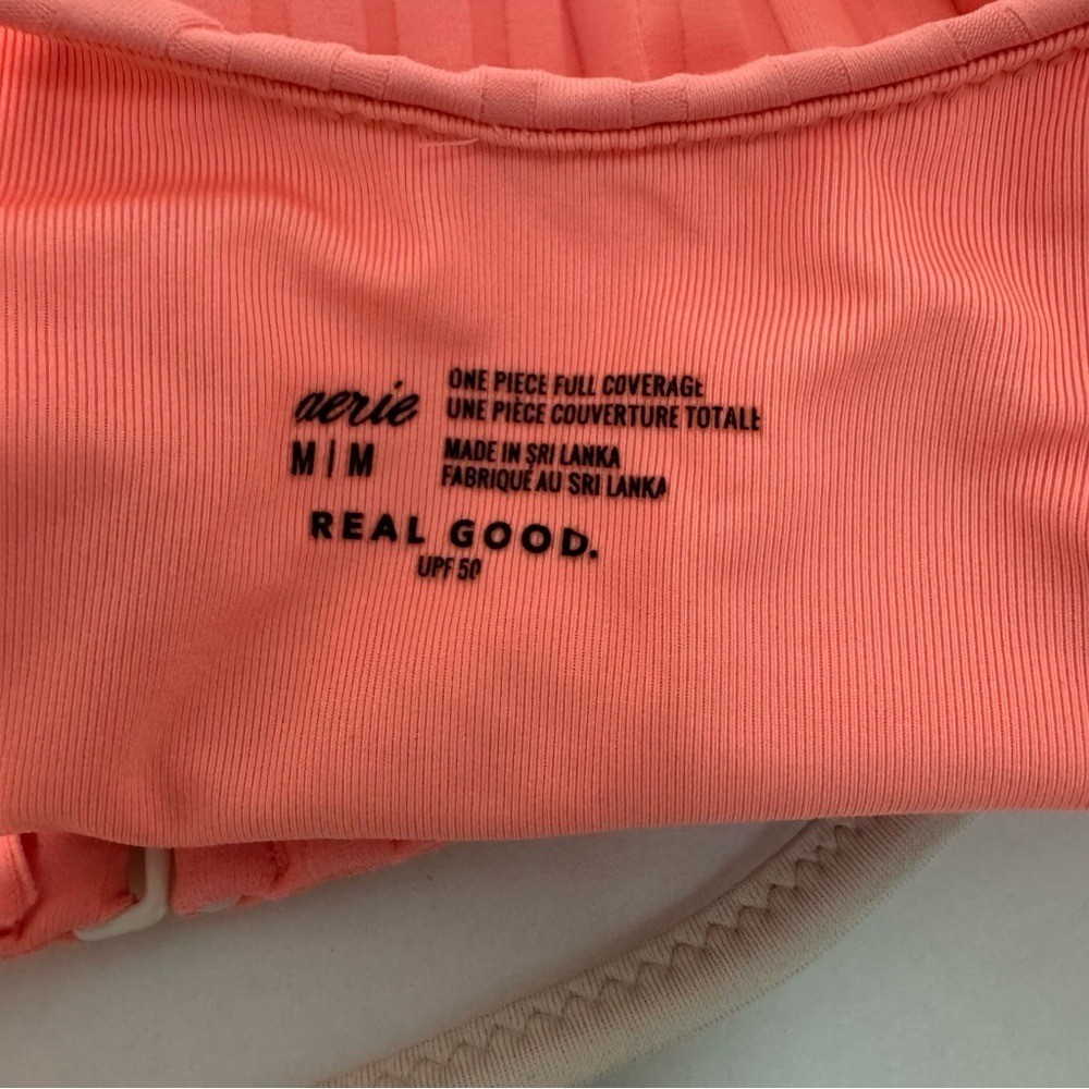 Aerie Real Good Wide Rib Underwire Full Coverage One Piece Swimsuit Medium Beach