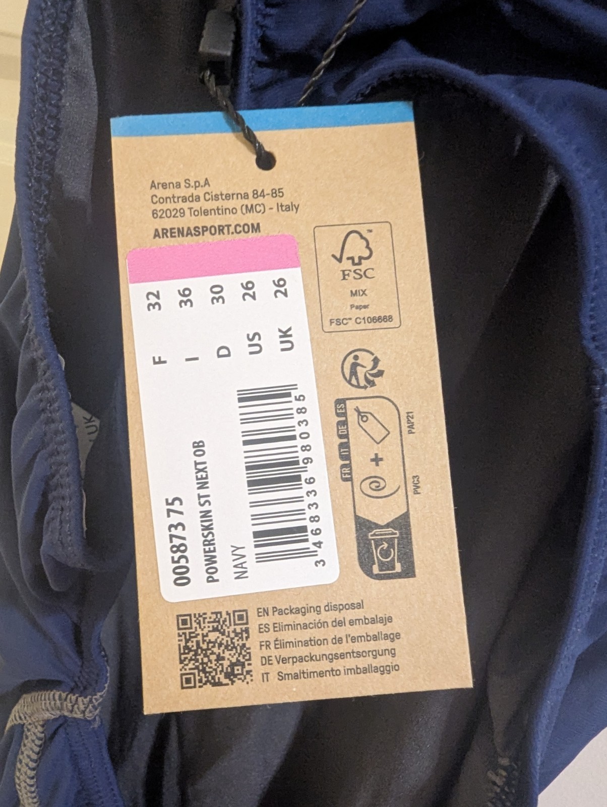 Arena Powerskin ST Next Navy Kneeskin Tech Suit Women’s US 26 FINA Approved NWT