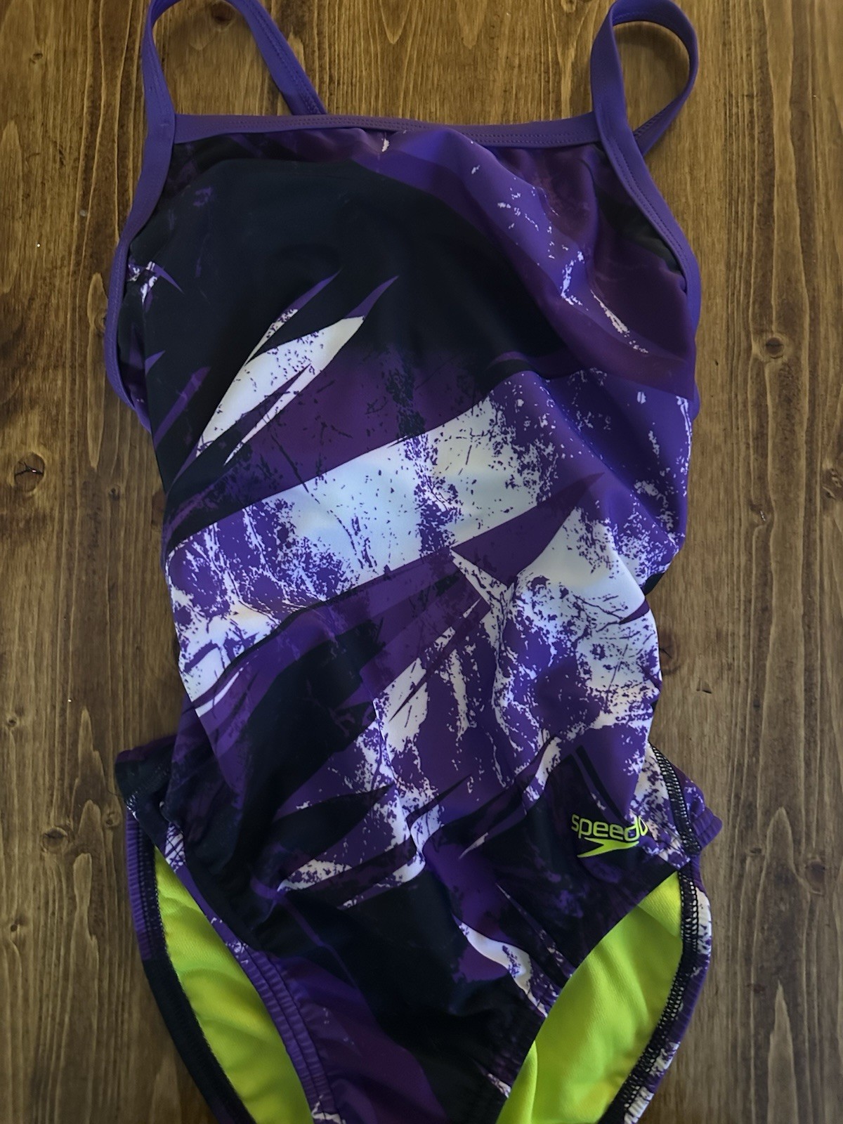 Women’s Bolted Flyback One Piece Speedo Purple, White And Green, Size 30