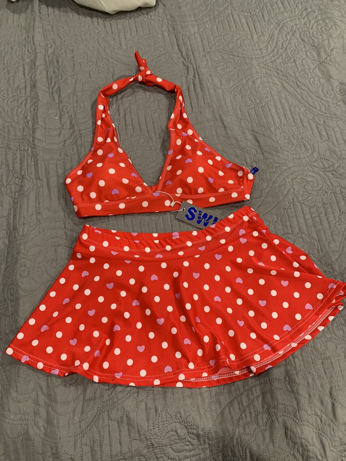 Women Buzz Swimwear 2/pc Red Color Bikini Set With Panties Attached Under SZ/M