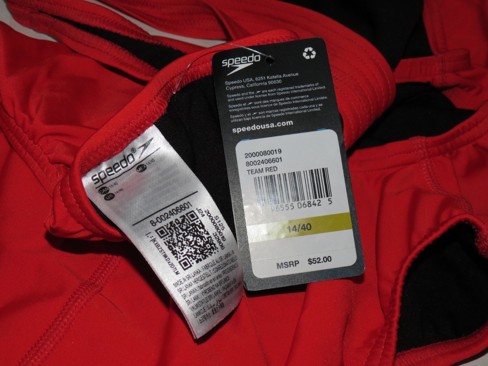 p7 Speedo Womens Eco Solid Super Pro 601 One Piece Swimsuit Team Red Sz 14/40