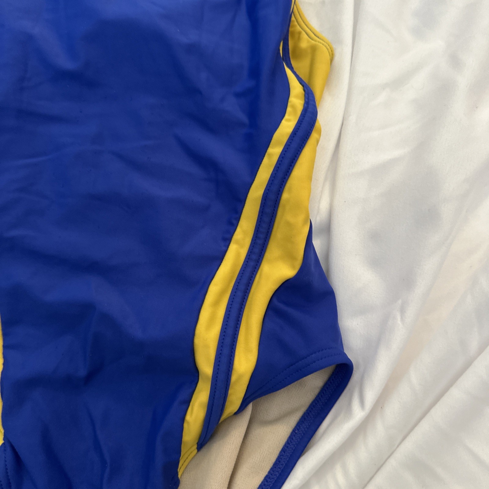 The Finals Competitive Swimwear One Piece Swimsuit Female sz 32 XS Blue Gold EUC