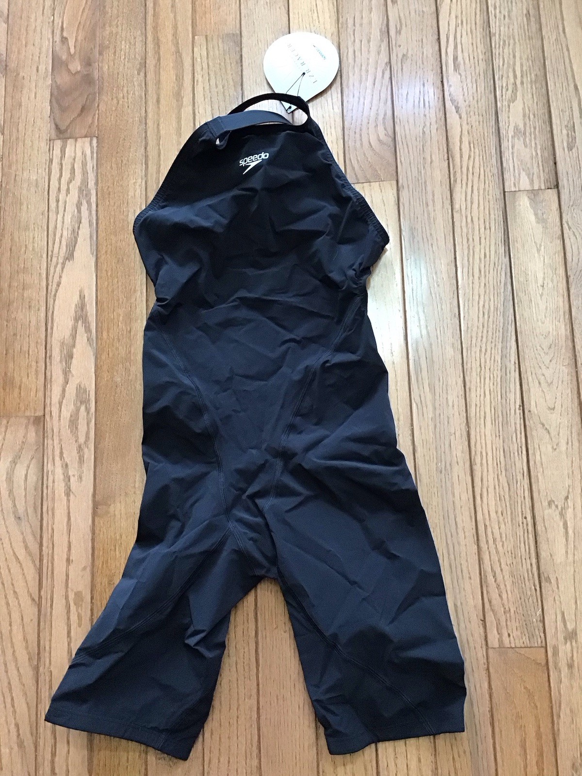 New Speedo Size 24 LZR Racer Pro 2.0 Open Back Kneeskin Swimsuit Black (C27-18)
