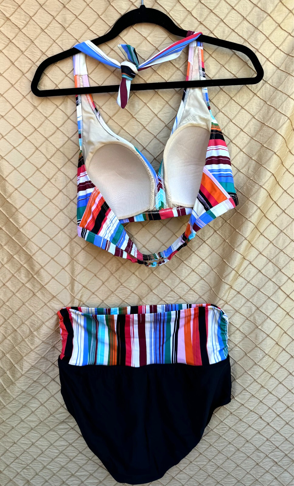 Swimsuits for all Size 16 Multi-color Stripe 2 pc. Halter top Swimsuit