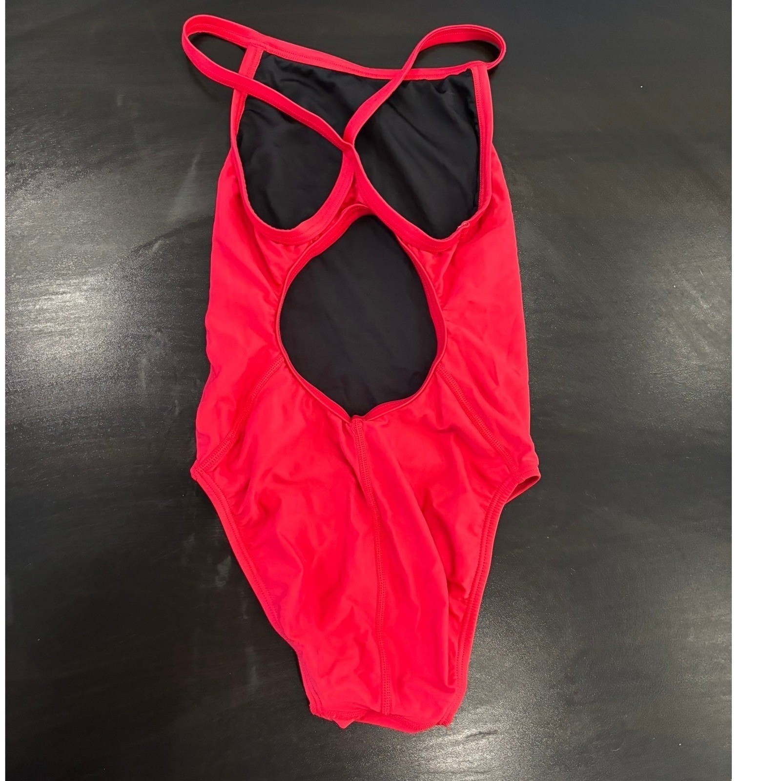 TYR Womens Red Performance One Piece Swimsuit Cutout Back Size 26 G-BB-PY